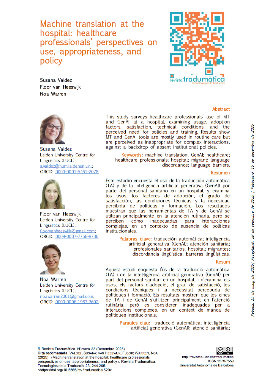 Machine translation at the hospital