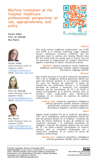 Machine translation at the hospital